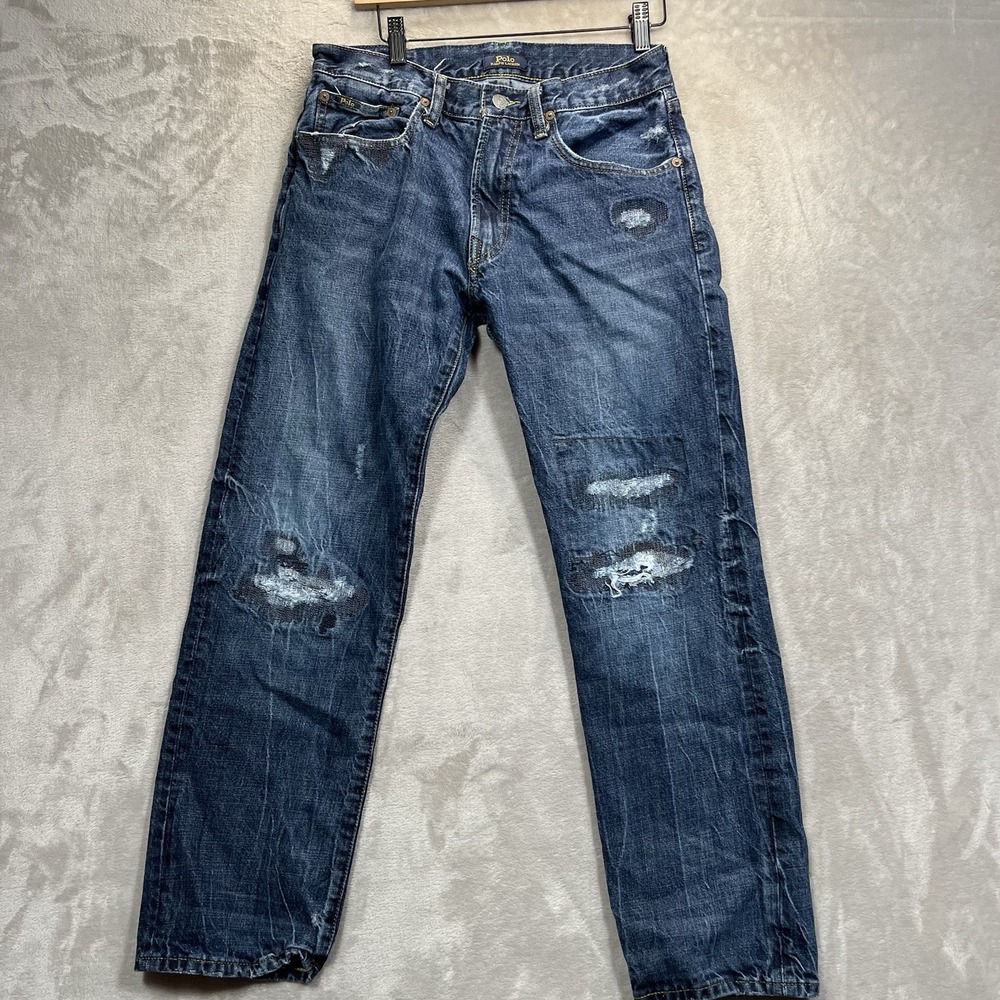 Polo Ralph Lauren Jeans Mens The Classic Fit Distressed Patch Grunge 30x30(29.5)